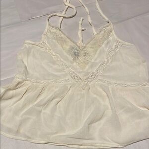 American Eagle Outfitters Cream Bustier Tie Front Camisole